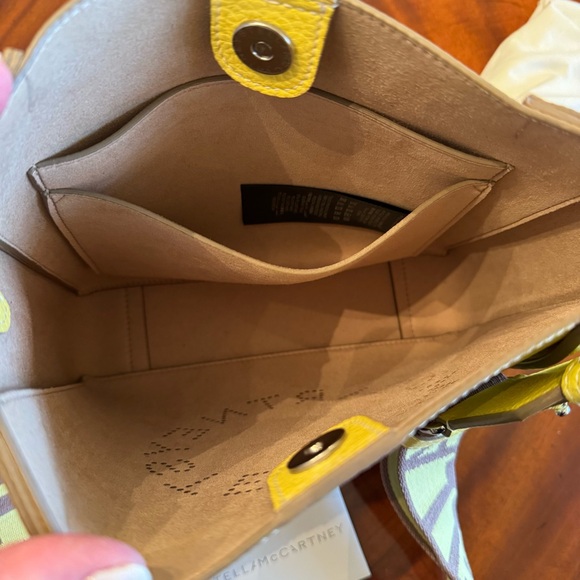 NWT Stella Mccartney  Perforated Logo Faux-Leather Shoulder Bag - Banana - Picture 5 of 15